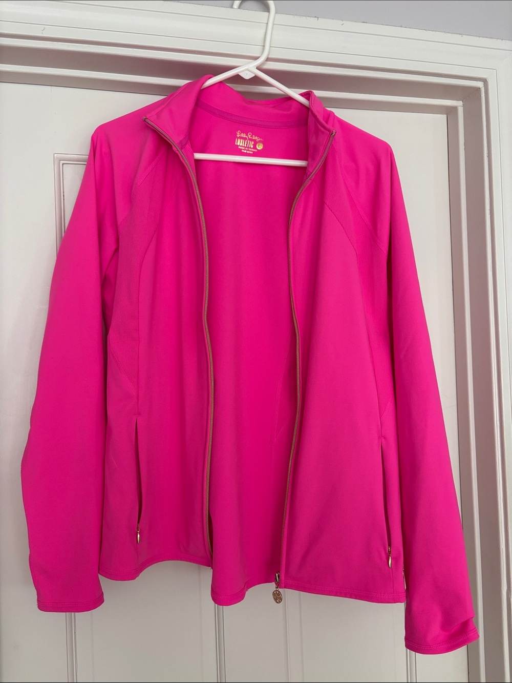Lilly Pulitzer Hot Pink Zip-Front athletic Jacket Size large